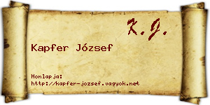 Kapfer József névjegykártya